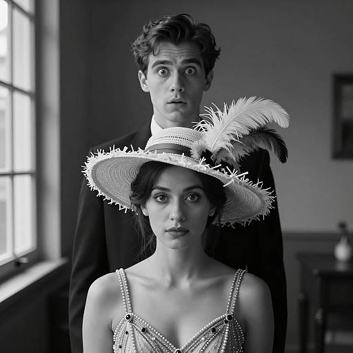 Surprised Young Man with Elegant Woman