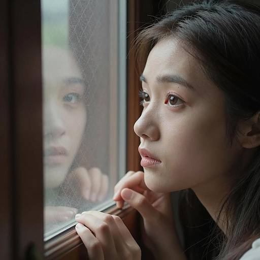 Intense Gaze Through a Window