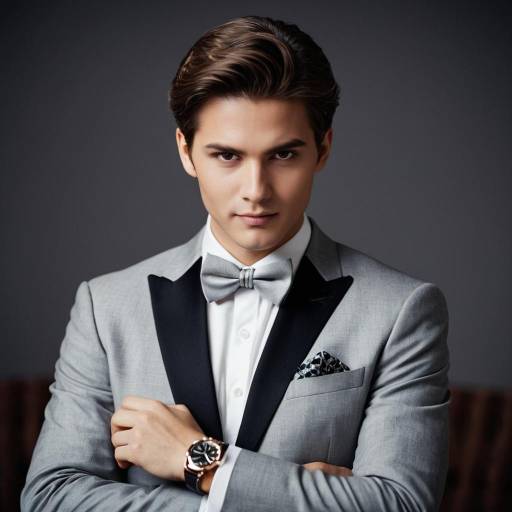 Young Man in Formal Grey Tuxedo