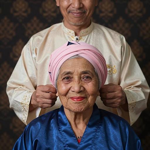 Elderly Couple in Traditional Attire