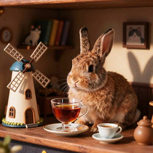 Whimsical Rabbit's Enchanting Tea Time