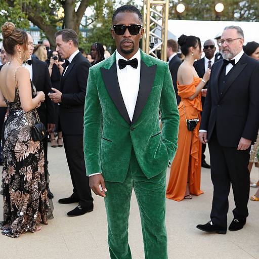 Stylish Man in Green Velvet Tuxedo