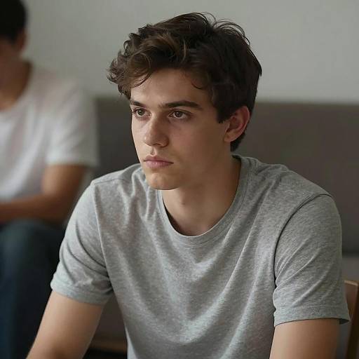 Contemplative Young Man in Dim Light