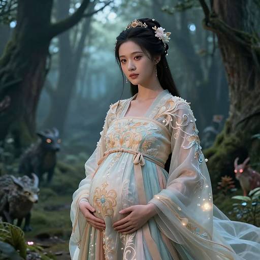 Hyperpregnant Fantasy Forest Portrait