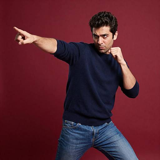 Dynamic Portrait of a Man in Blue