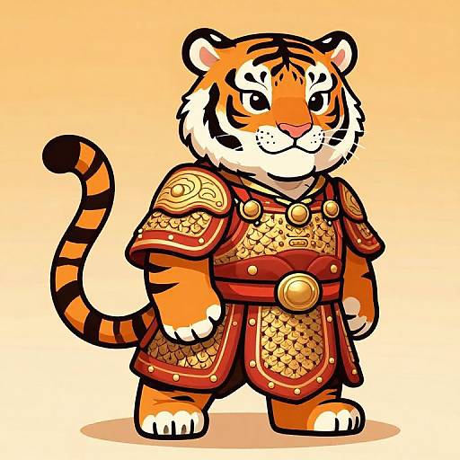 Cartoon Tiger in Intricate Armor