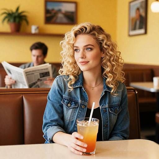 Casual Diner Scene with Blonde Woman