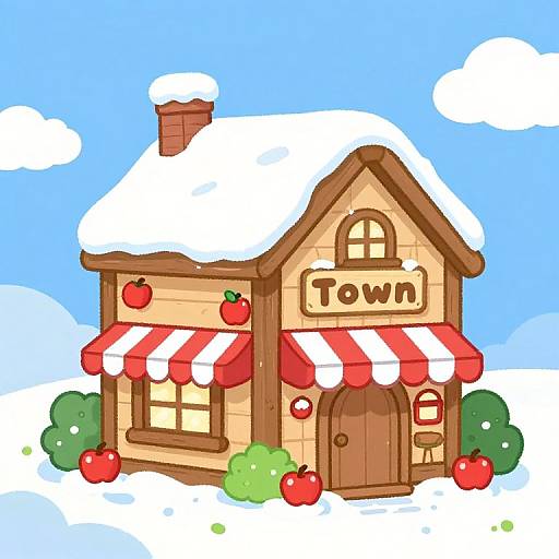 Cozy Snowy Cartoon Cookie Town