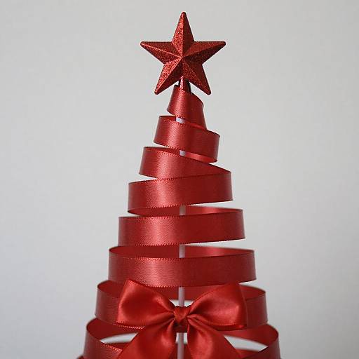 Elegant Red Ribbon Christmas Tree Close-Up