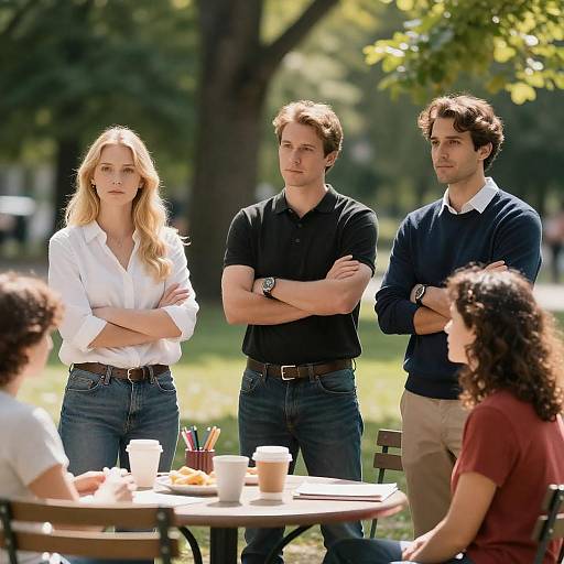 Park Gathering: Adults and a Woman