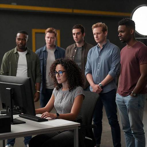 Film Crew Around Computer Workstation