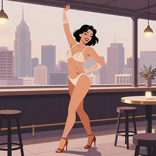 Glamorous Modern Burlesque Rooftop Dance