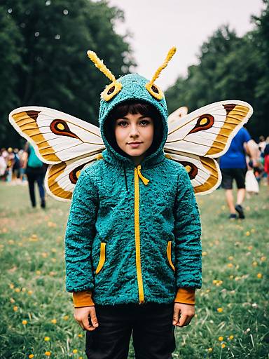 Whimsical Boy in Moth Costume Photo