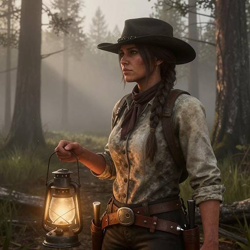 Cinematic Outlaw in Foggy Swamp