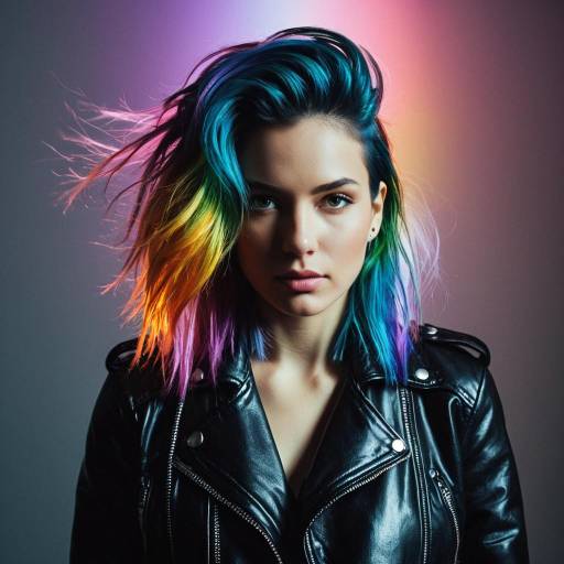 Woman with Unicorn Hair and Leather Jacket Woman with Unicorn Hair and Leather Jacket