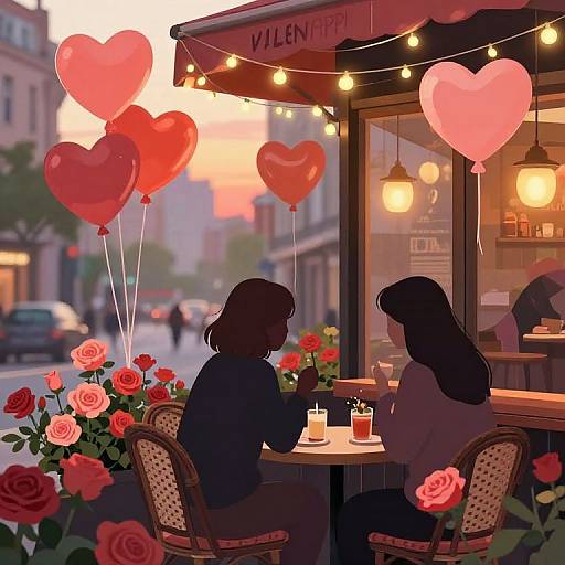 Intimate Café Terrace at Sunset