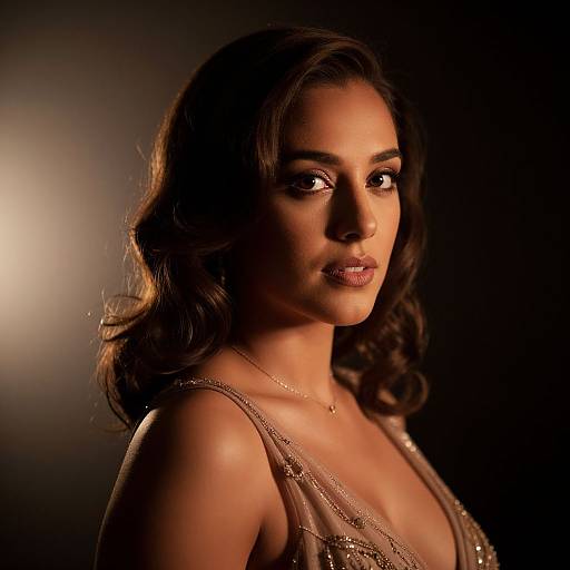 Dramatic Close-Up of Elegant Latina Woman