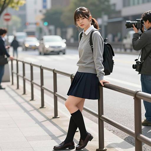 Urban Style: Asian Woman in Sunlight