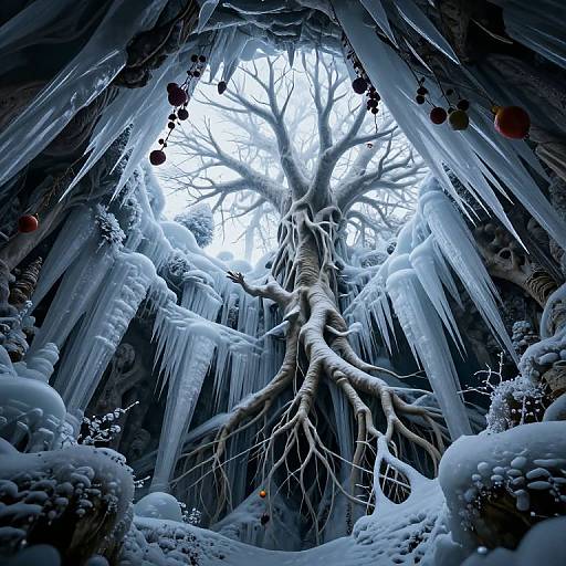 Inverted Arboreal Sanctuary Beneath Ice