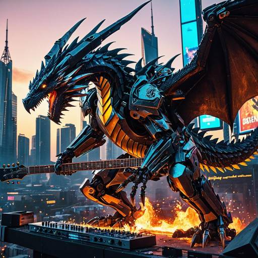 Fierce Robotic Dragon and Cybernetic Eagle