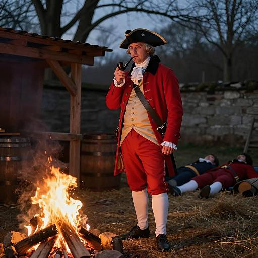 Dramatic 18th-Century Campfire Scene