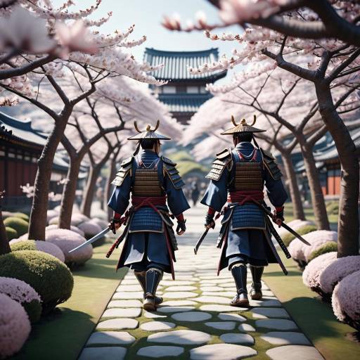 Samurai Warriors in Cherry Blossom Duel