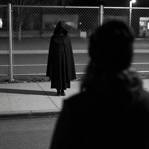 Silhouetted Figures in Urban Nightscape