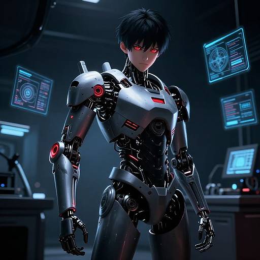 Anime AI in Futuristic Lab