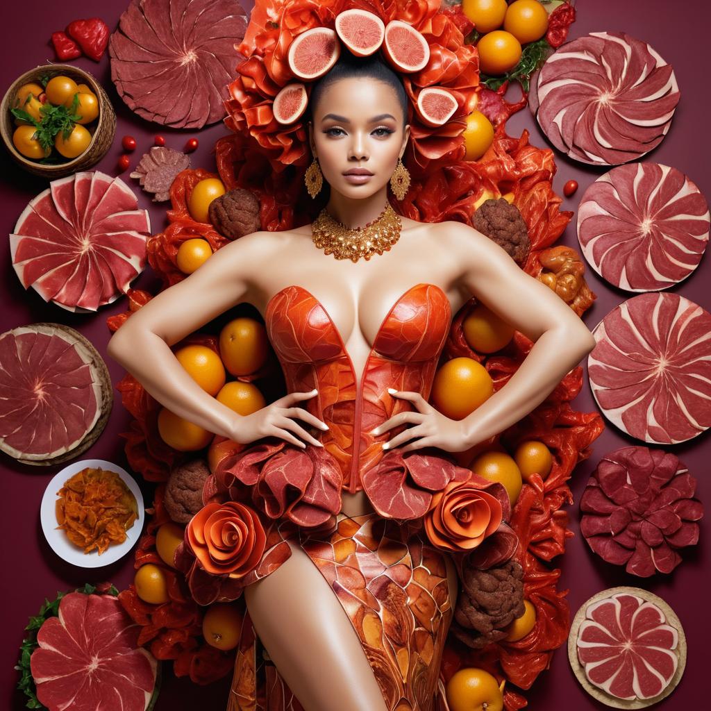 Artistic Food Fashion on Full Body Model