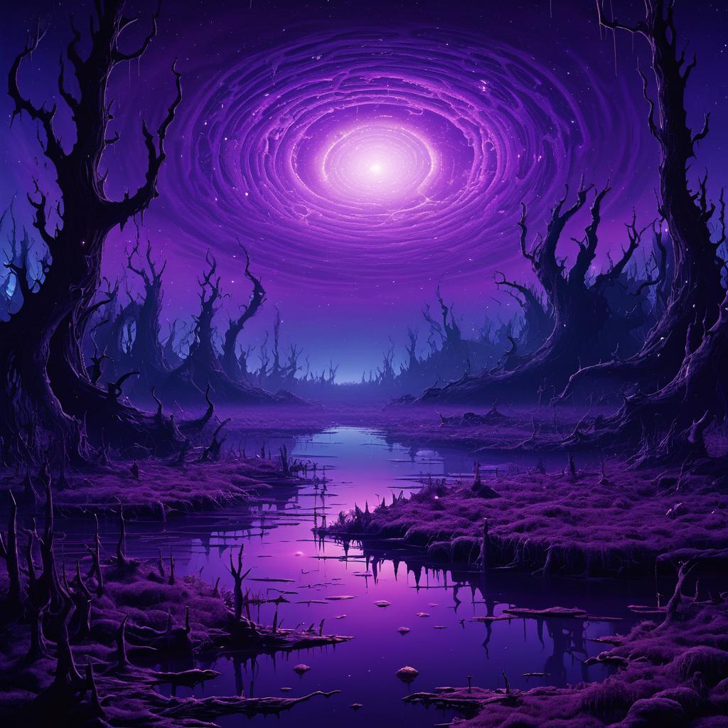 Eldritch Swamp Under a Purple Sky