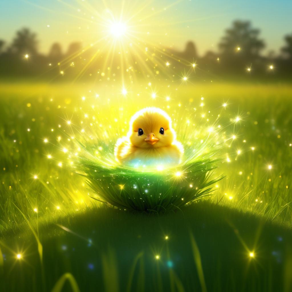 Ethereal Baby Chick in a Sunny Field