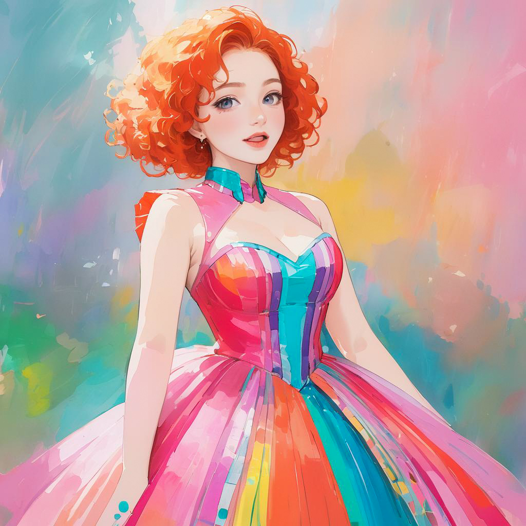 Vibrant Ghibli-Style Singer Illustration