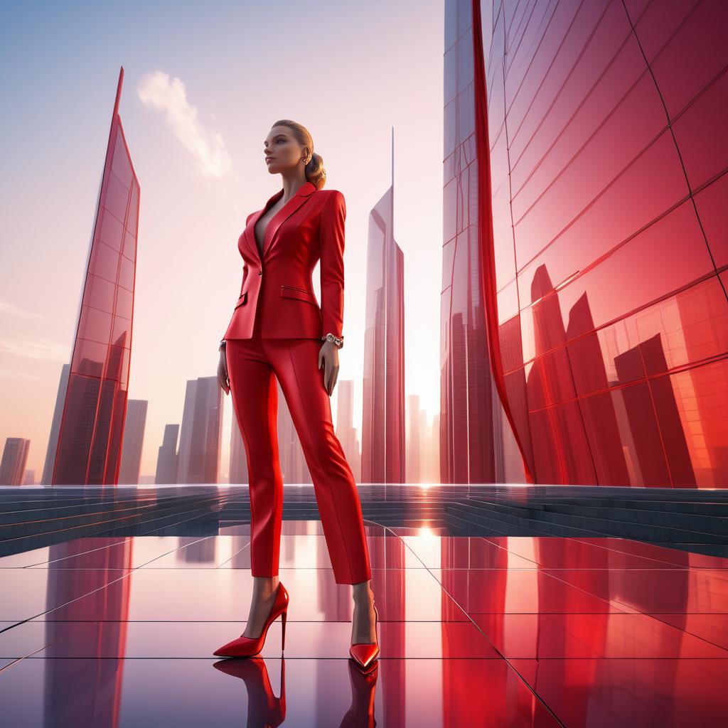 Ambitious Entrepreneur in Futuristic Skyscraper