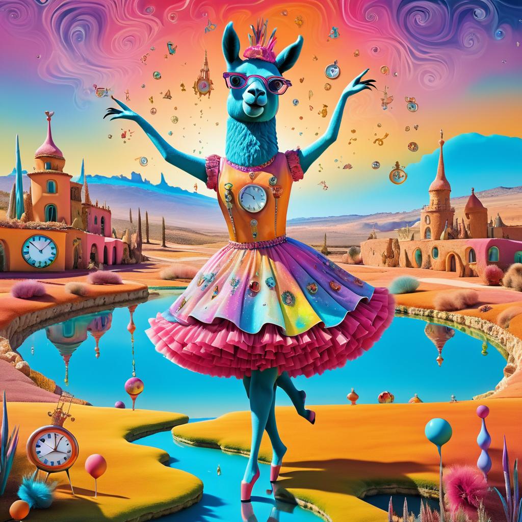 Surreal Dancing Llama in Tutu