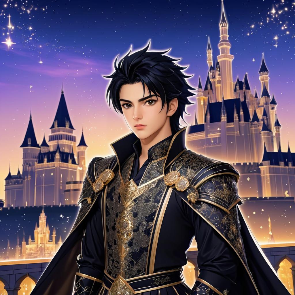 Anime Knight in Elegant Twilight Scene