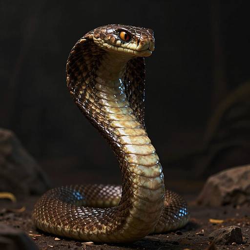 Menacing Anthropomorphic Cobra in Chiaroscuro