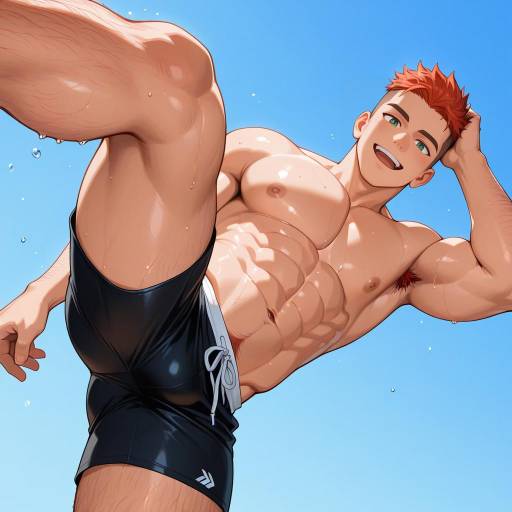 Playful Muscular Male in Swimwear Playful Muscular Male in Swimwear
