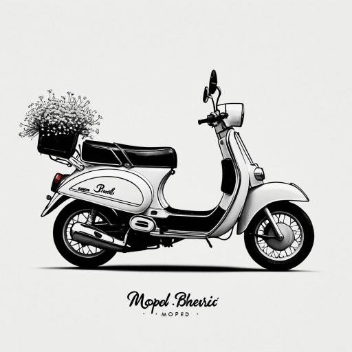 Minimalist Classic Moped Logo with Baby's Breath Flowers