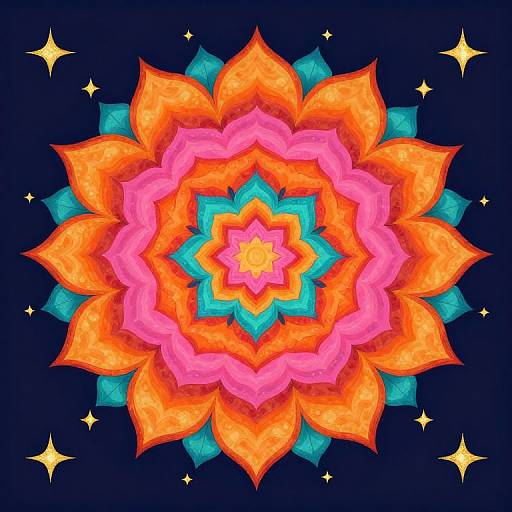 Vibrant Mandala with Fiery Colors