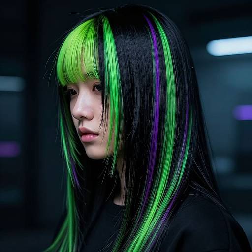 Neon Highlights in Cyberpunk Hair