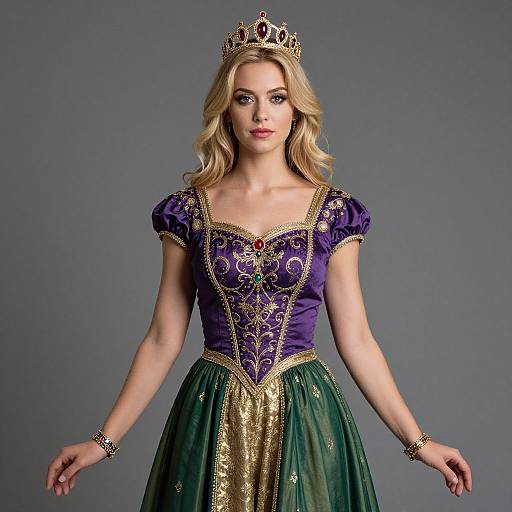 Regal Blonde Woman in Elegant Dress