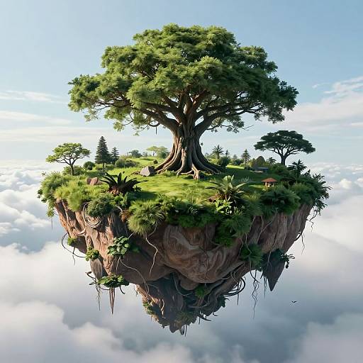 Serene Floating Island in Sky