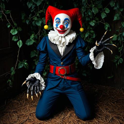 Vibrant Jester with Neon Blue Eyes Vibrant Jester with Neon Blue Eyes
