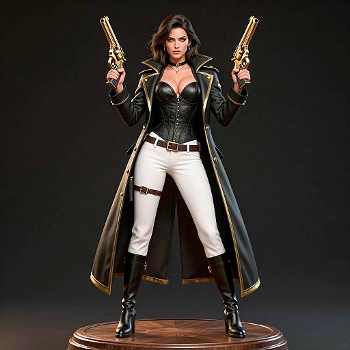 Bold Woman with Golden Revolvers