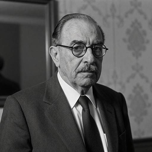 Elderly Man in Suit with Round Glasses