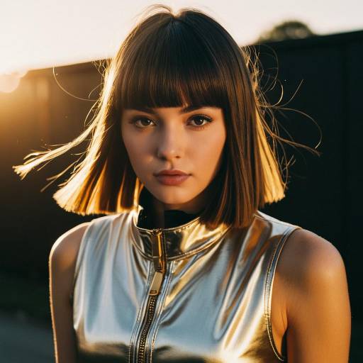 Golden Hour Fashion Editorial with Blended Bangs