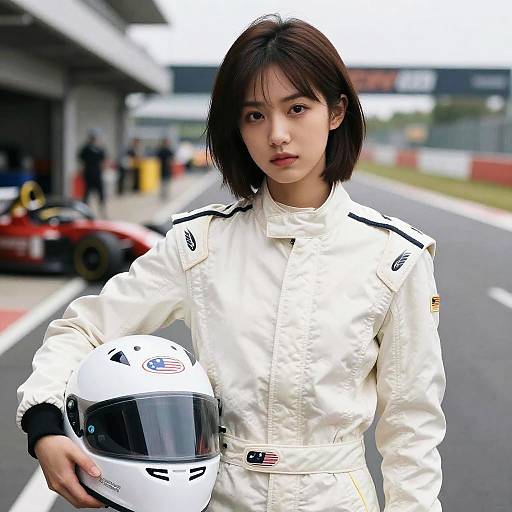 Photo Realistic Female Racer Portrait