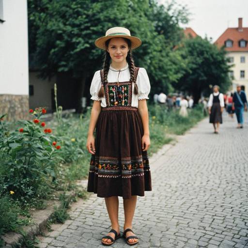 Girl in Moravian Folk Costume Outdoors