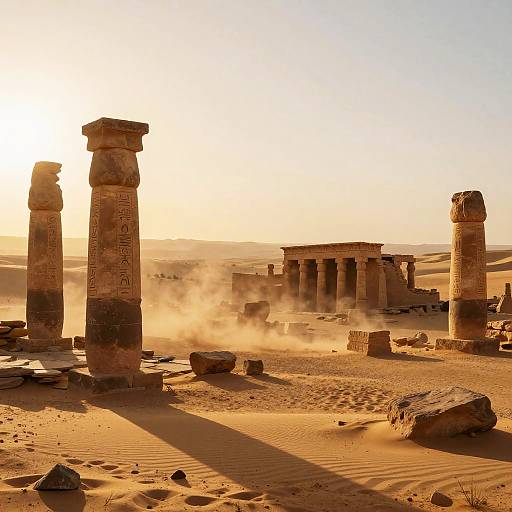 Ancient Desert Ruins at Sunset