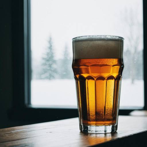 Frosty Craft Beer Glass on Wooden Table